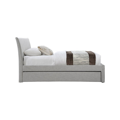 Myles Grey Linen Textured Fabric Twin Trundle Bed
