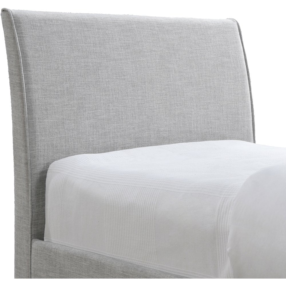 Myles Grey Linen Textured Fabric Twin Trundle Bed