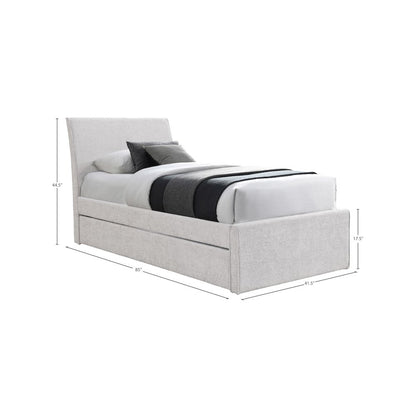 Myles Cream Chenille Fabric Twin Trundle Bed