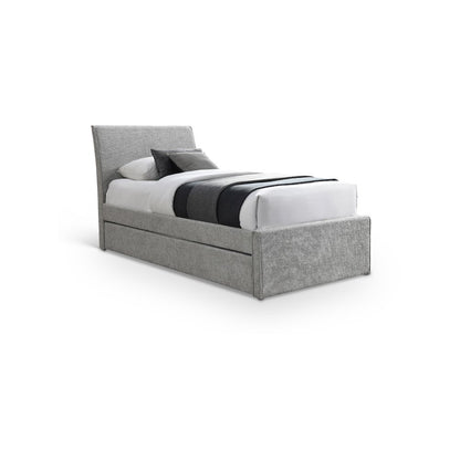 Myles Grey Chenille Fabric Twin Trundle Bed