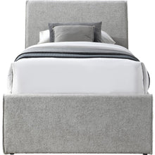 Myles Grey Chenille Fabric Twin Trundle Bed