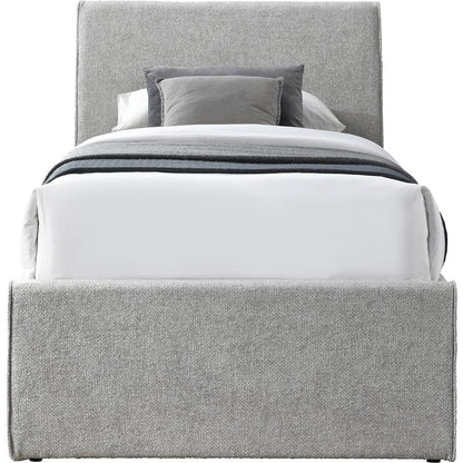 Myles Grey Chenille Fabric Twin Trundle Bed