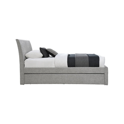 Myles Grey Chenille Fabric Twin Trundle Bed