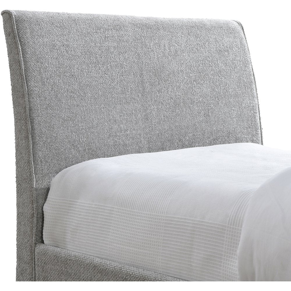 Myles Grey Chenille Fabric Twin Trundle Bed