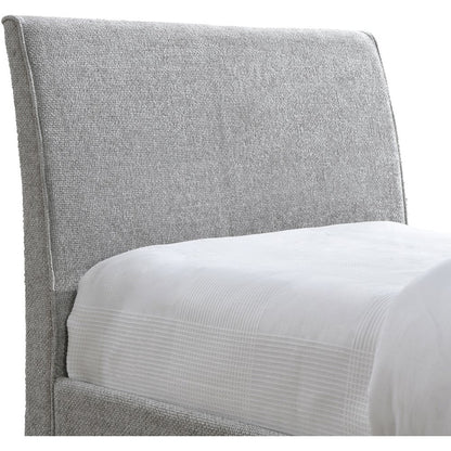 Myles Grey Chenille Fabric Twin Trundle Bed