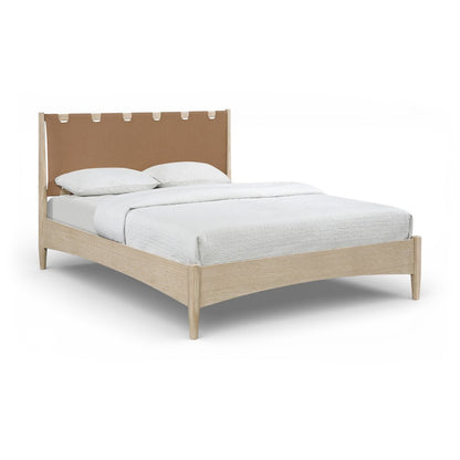 Santos Brown Vegan Leather Headboard And Wood King Bed
