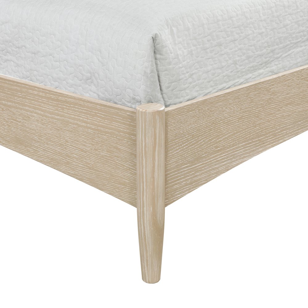 Santos Brown Vegan Leather Headboard And Wood Queen Bed