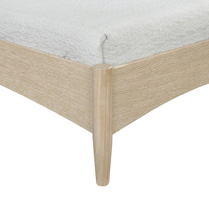 Santos Cream Vegan Leather Headboard And Wood Twin Bed