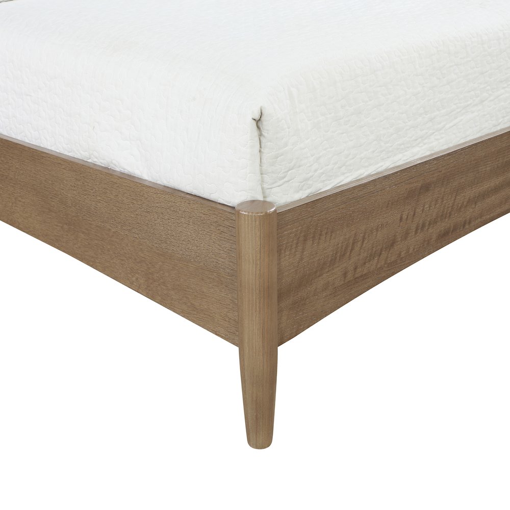 Santos Brown Vegan Leather Headboard And Wood Queen Bed