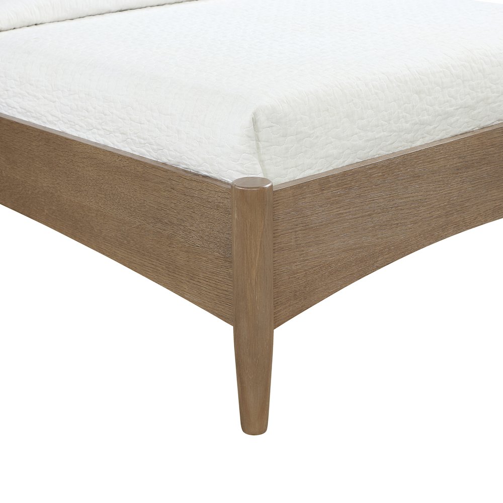 Santos Brown Vegan Leather Headboard And Wood Twin Bed