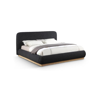 Rigby Black Boucle Fabric Queen Bed