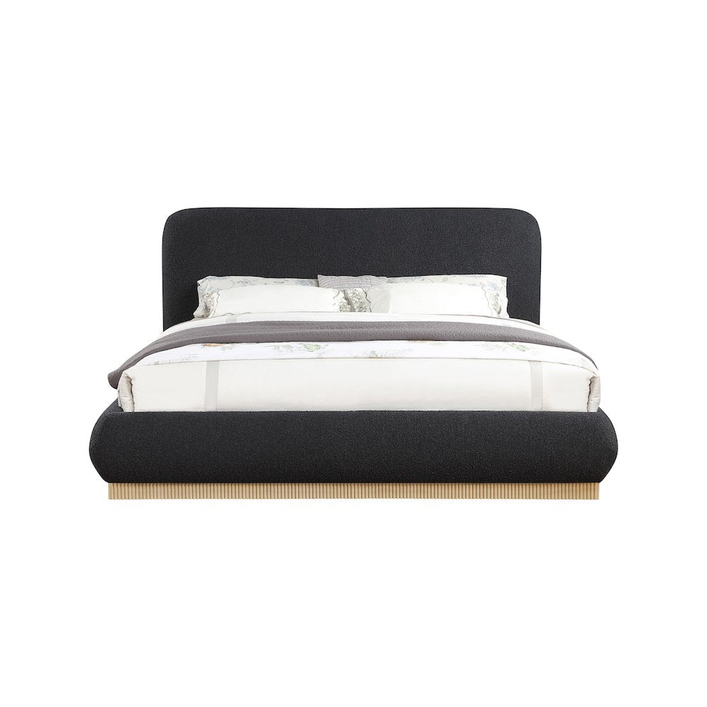 Rigby Black Boucle Fabric Queen Bed
