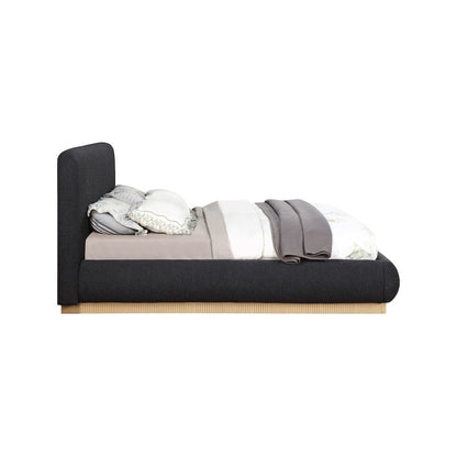 Rigby Black Boucle Fabric Queen Bed