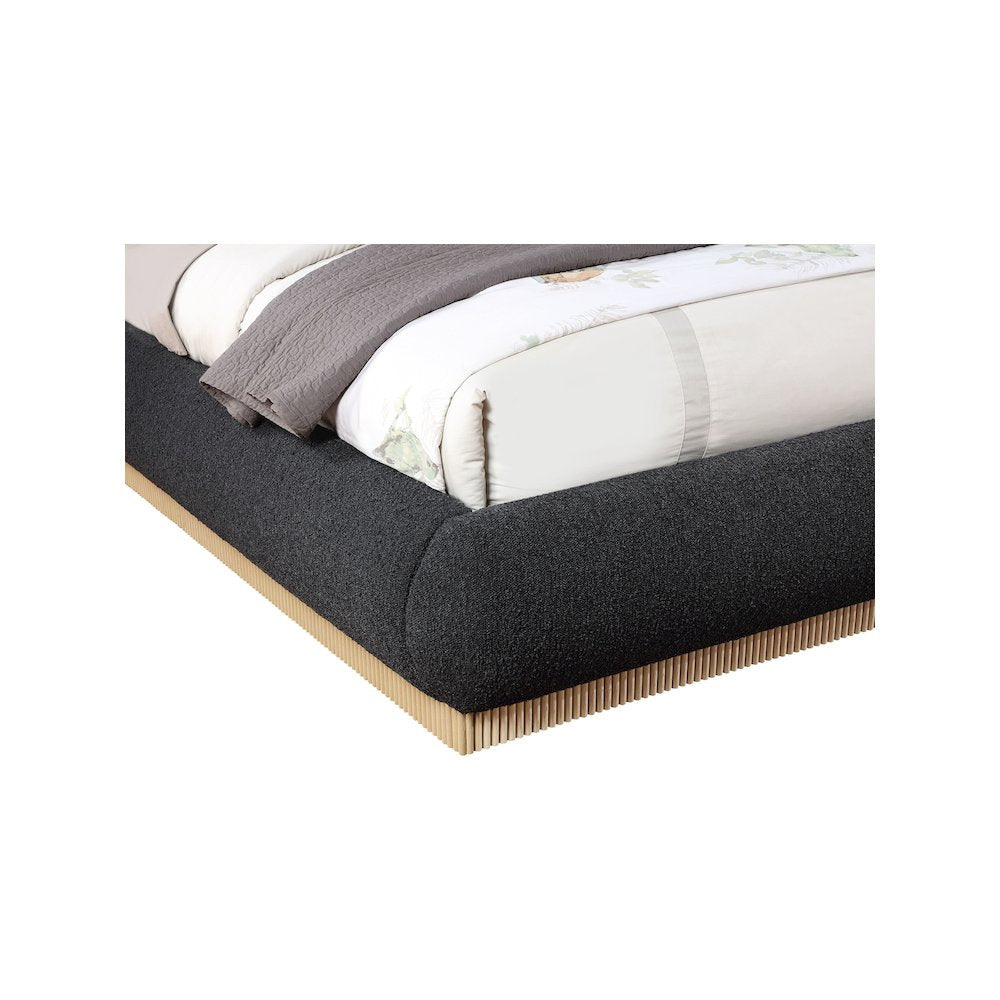 Rigby Black Boucle Fabric Queen Bed
