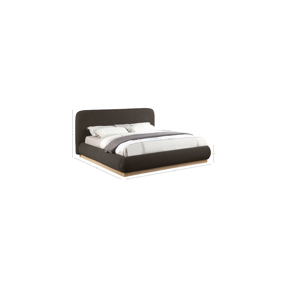 Rigby Brown Boucle Fabric King Bed