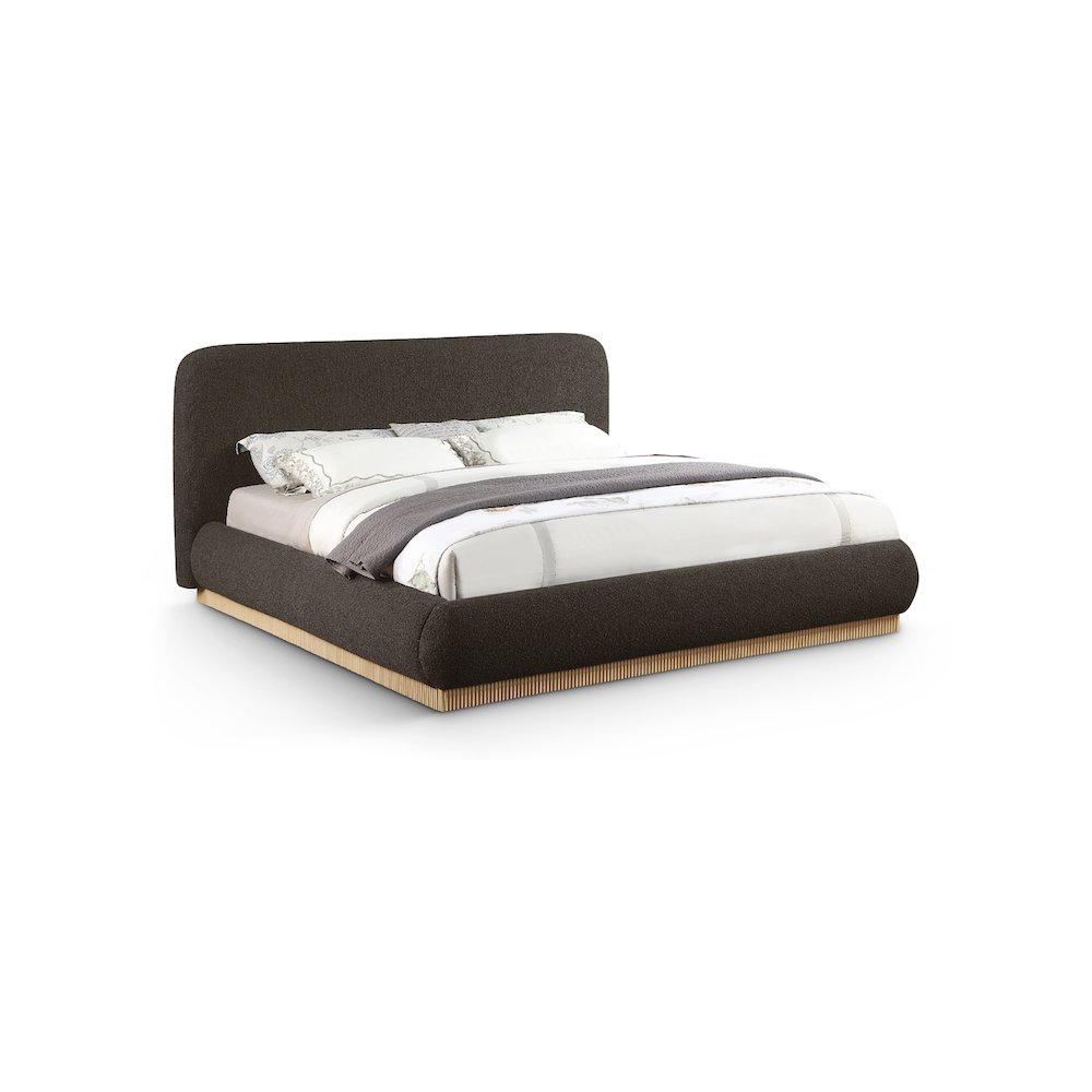 Rigby Brown Boucle Fabric King Bed