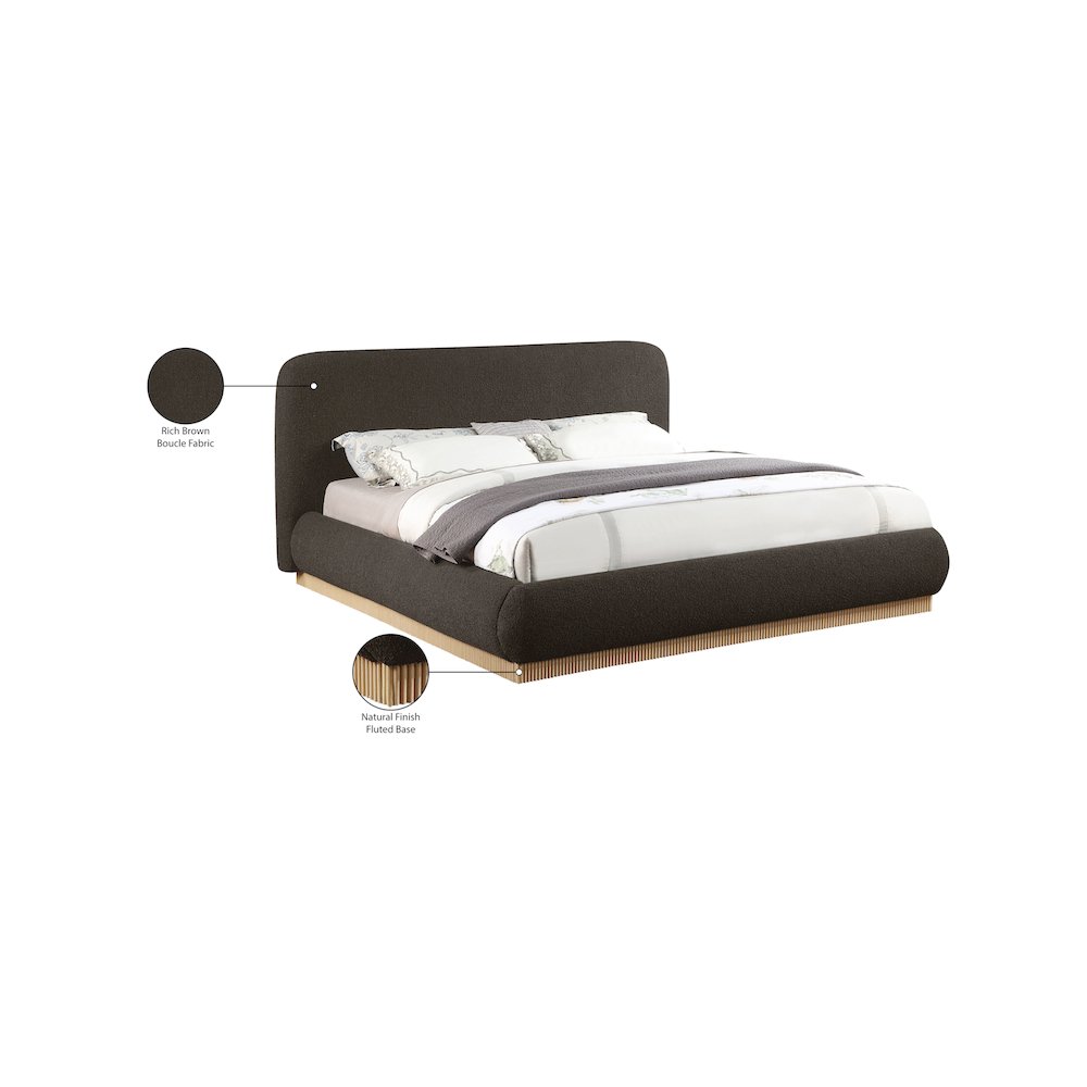 Rigby Brown Boucle Fabric Queen Bed