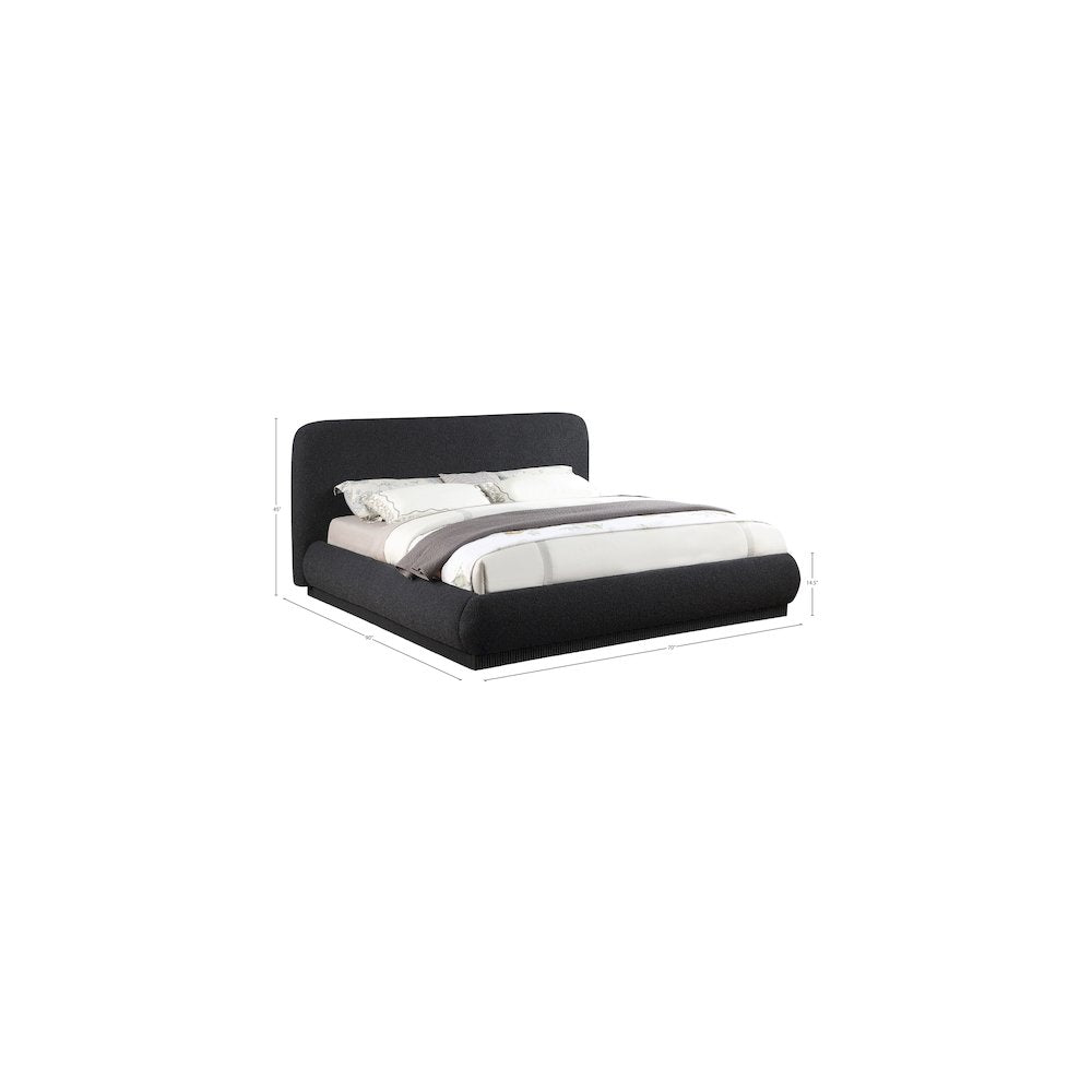 Rigby Black Boucle Fabric Queen Bed