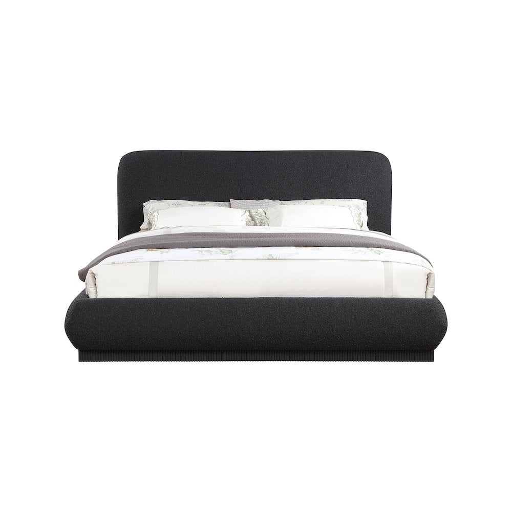 Rigby Black Boucle Fabric Queen Bed