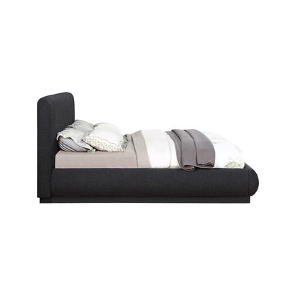Rigby Black Boucle Fabric Queen Bed