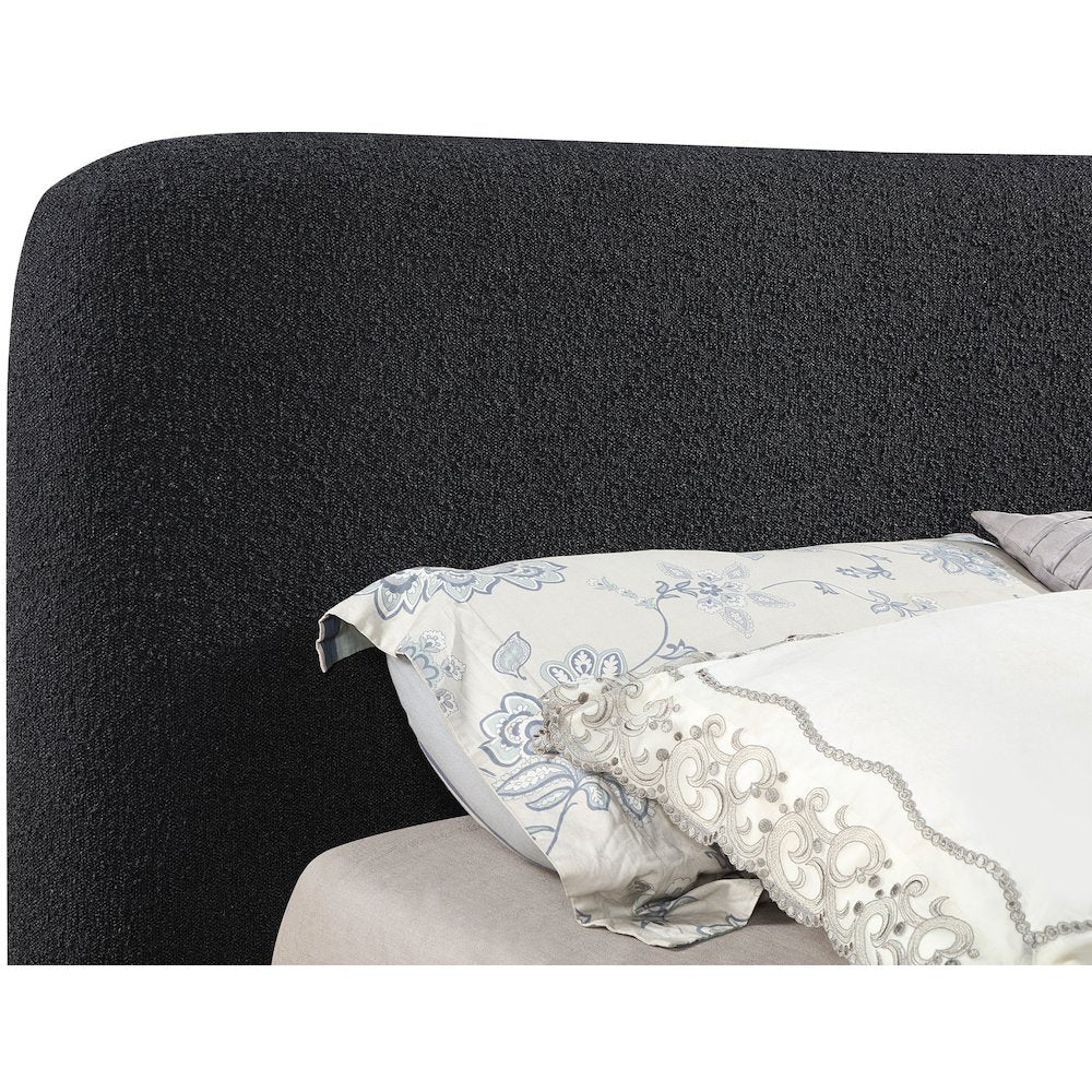 Rigby Black Boucle Fabric Queen Bed