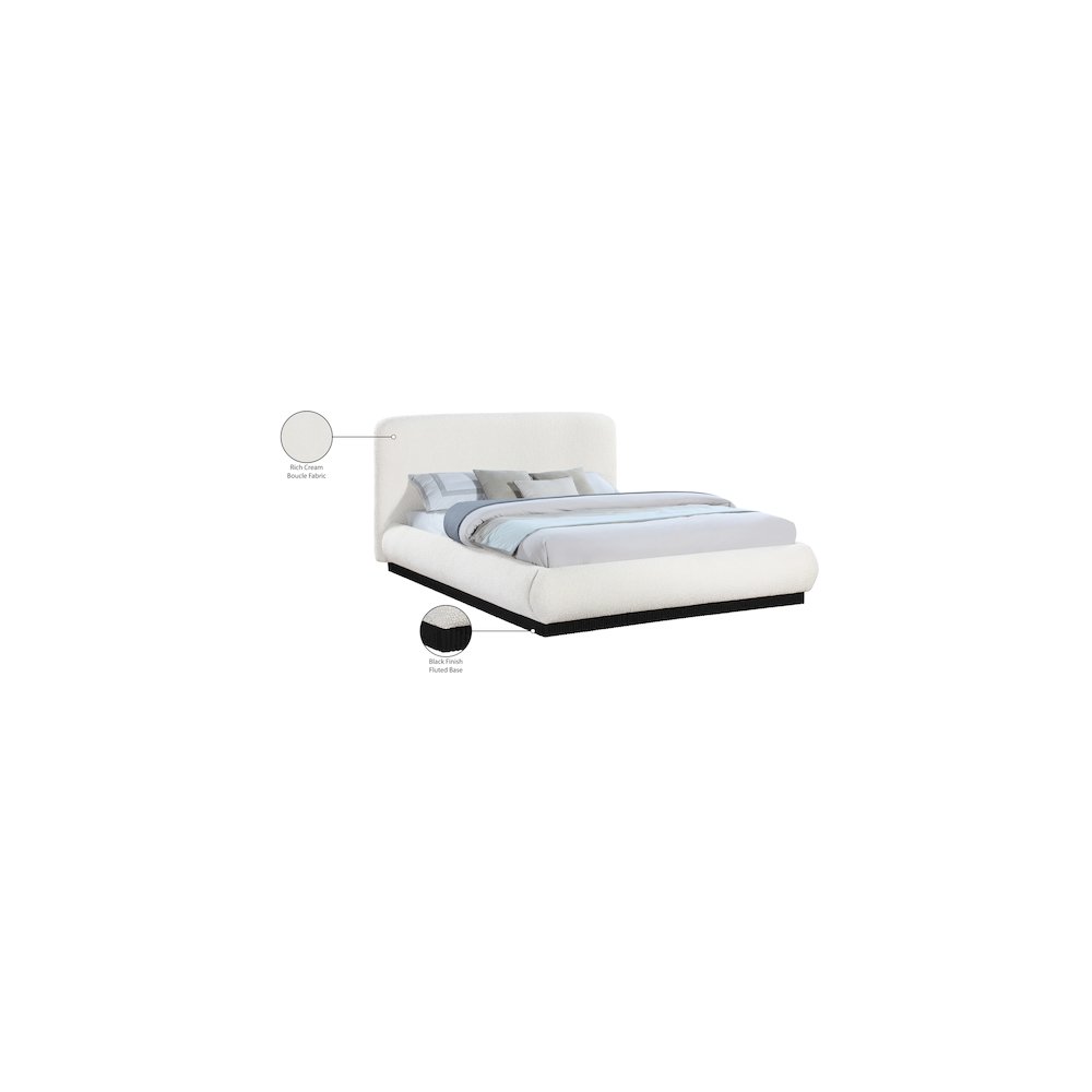 Rigby Cream Boucle Fabric Queen Bed