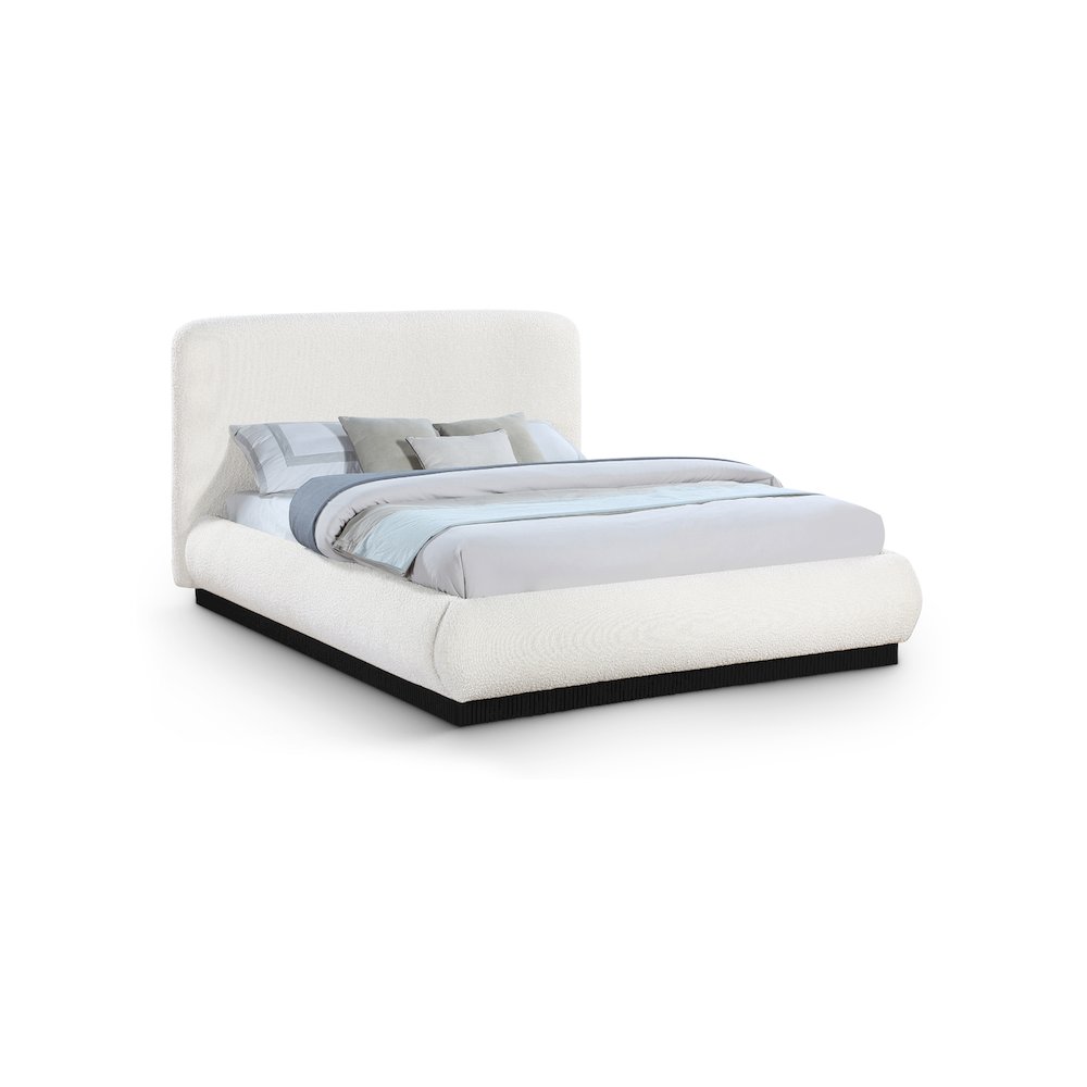 Rigby Cream Boucle Fabric Queen Bed