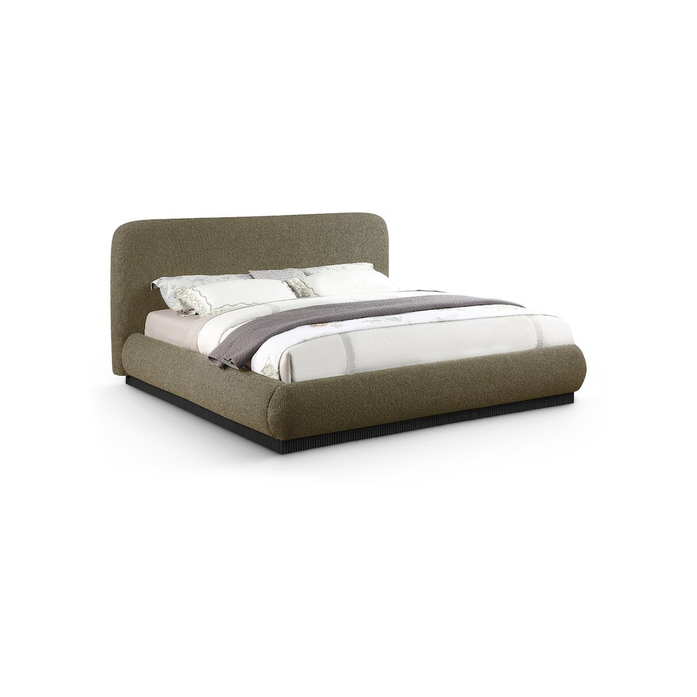 Rigby Olive Boucle Fabric King Bed