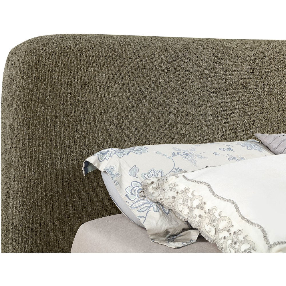 Rigby Olive Boucle Fabric King Bed
