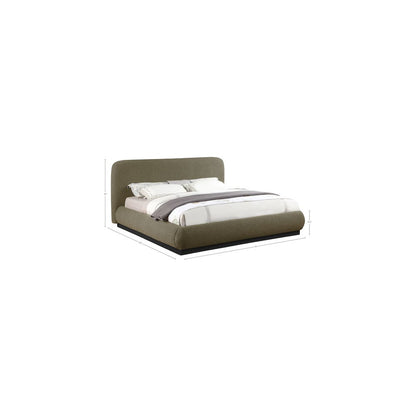 Rigby Olive Boucle Fabric Queen Bed