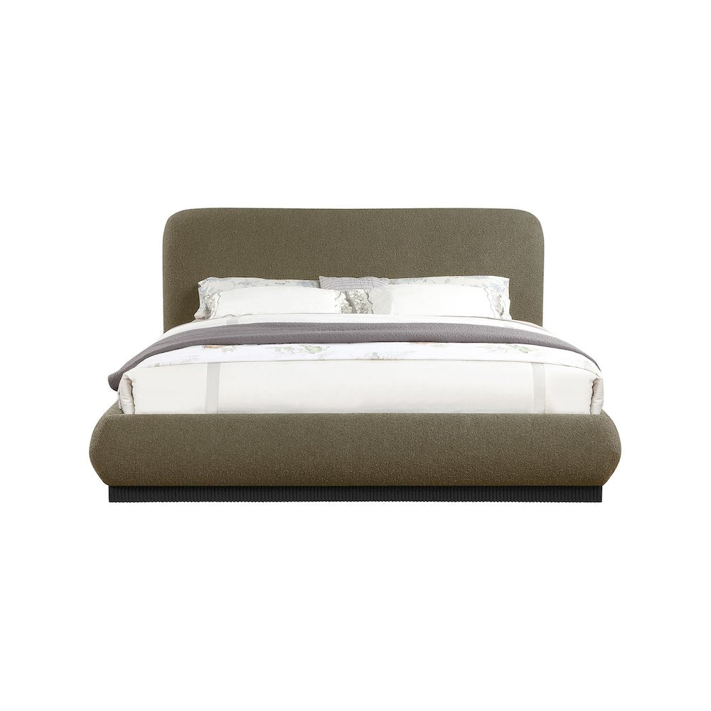 Rigby Olive Boucle Fabric Queen Bed