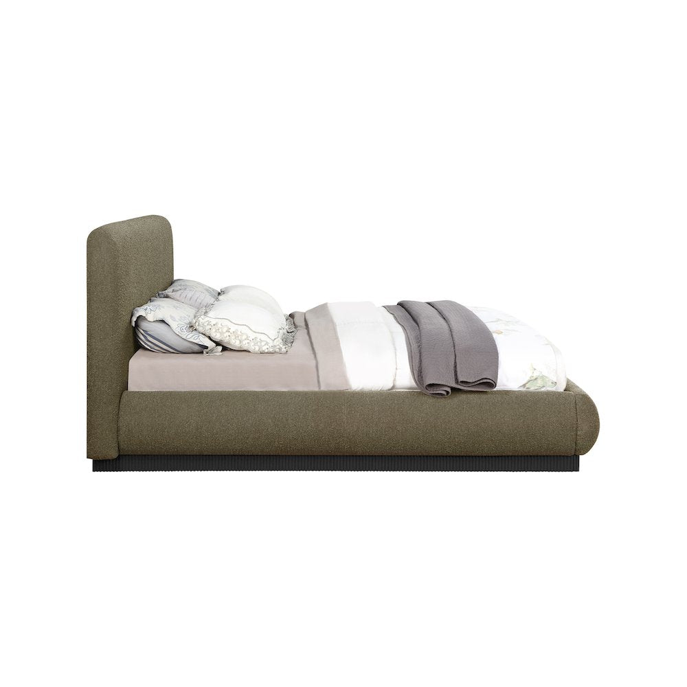 Rigby Olive Boucle Fabric Queen Bed