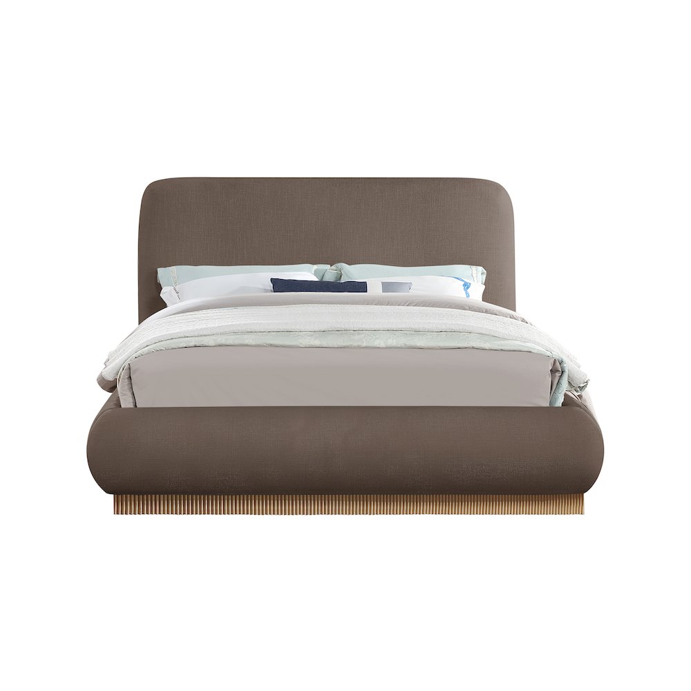 Rigby Brown Linen Textured Fabric King Bed