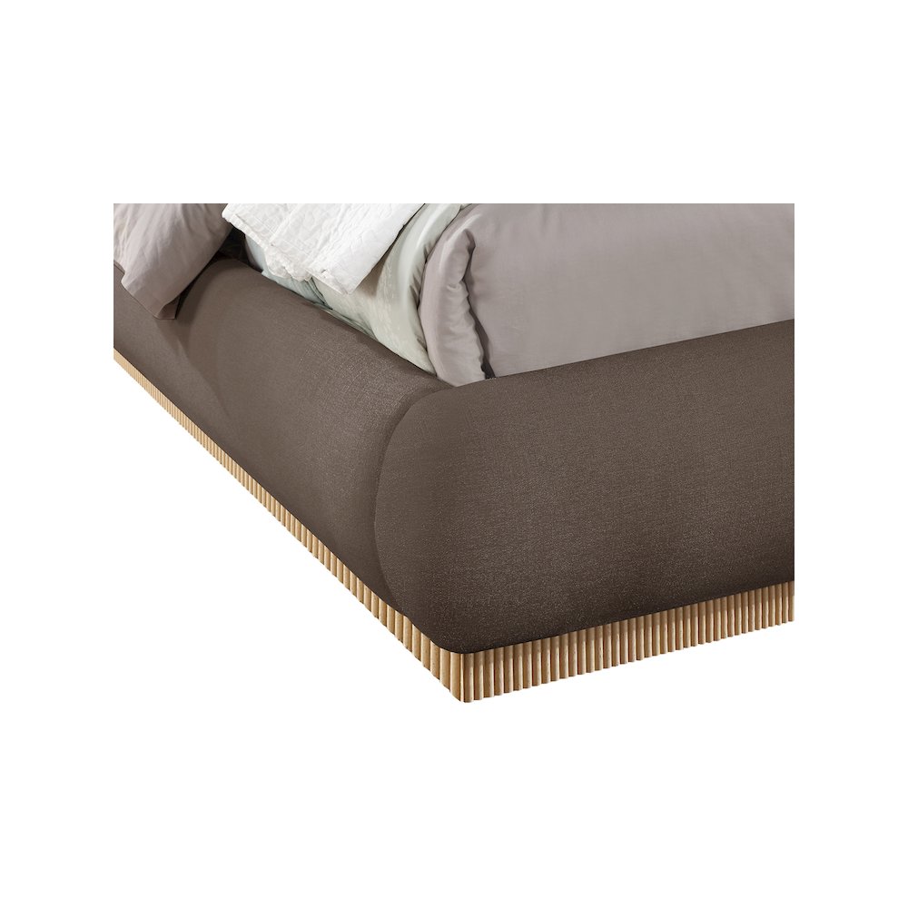 Rigby Brown Linen Textured Fabric King Bed
