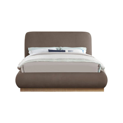 Rigby Brown Linen Textured Fabric Queen Bed