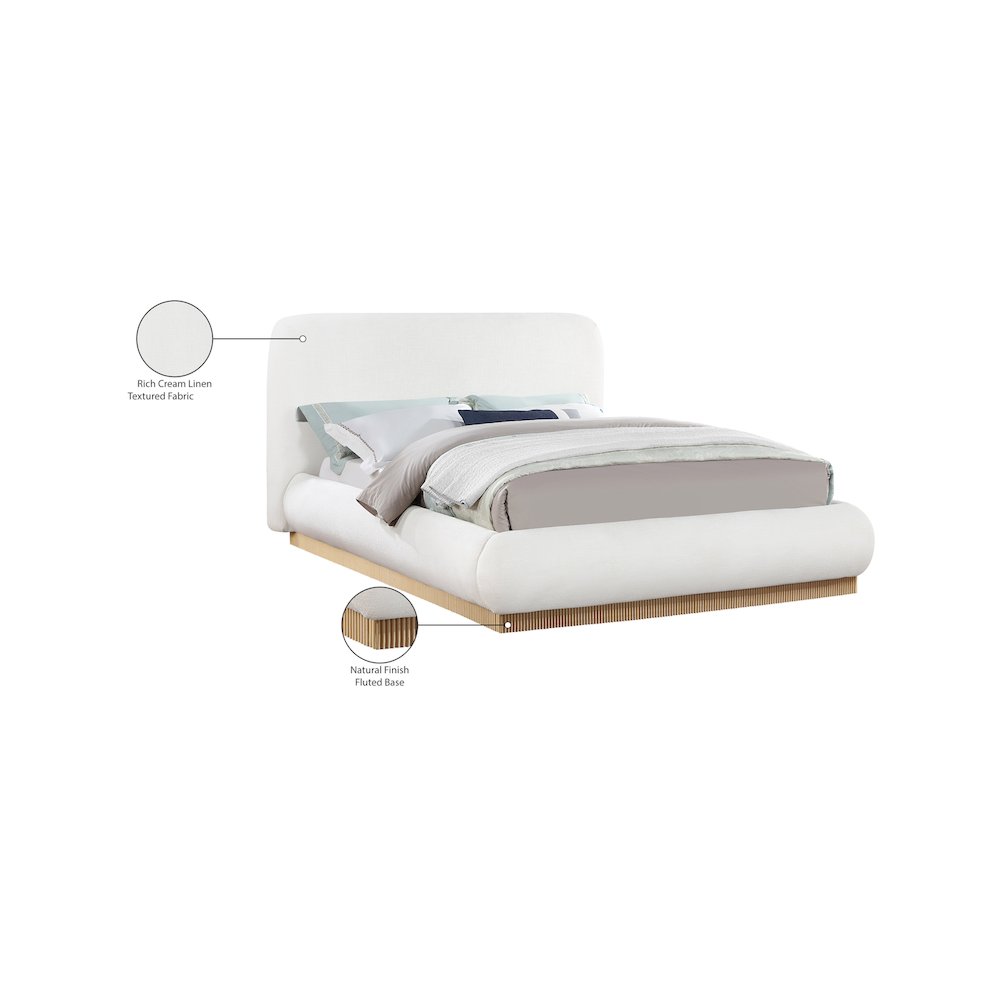 Rigby Cream Linen Textured Fabric King Bed