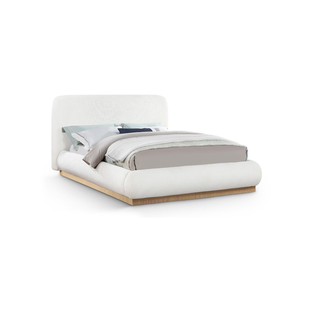 Rigby Cream Linen Textured Fabric King Bed