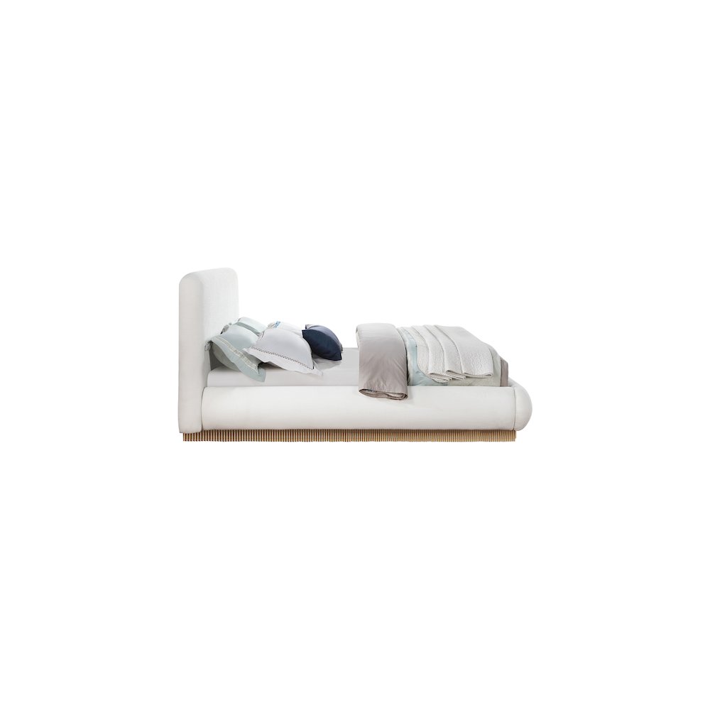 Rigby Cream Linen Textured Fabric King Bed