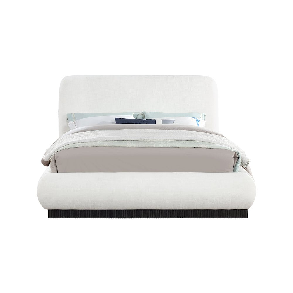 Rigby Cream Linen Textured Fabric Queen Bed