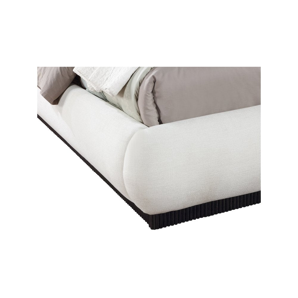Rigby Cream Linen Textured Fabric Queen Bed