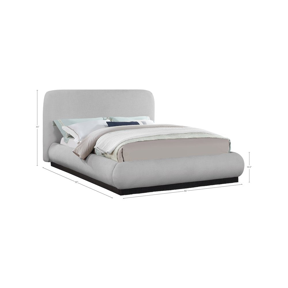 Rigby Grey Linen Textured Fabric King Bed