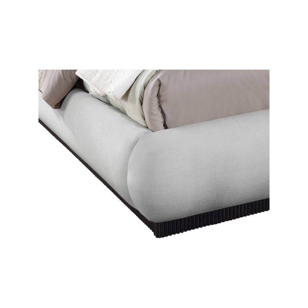Rigby Grey Linen Textured Fabric King Bed