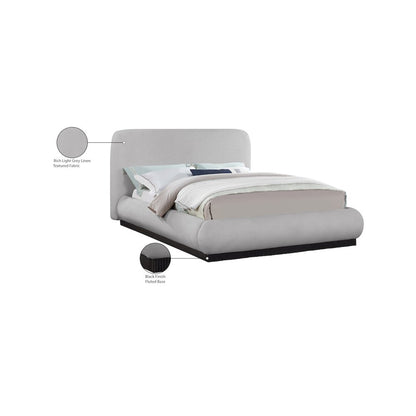 Rigby Grey Linen Textured Fabric Queen Bed