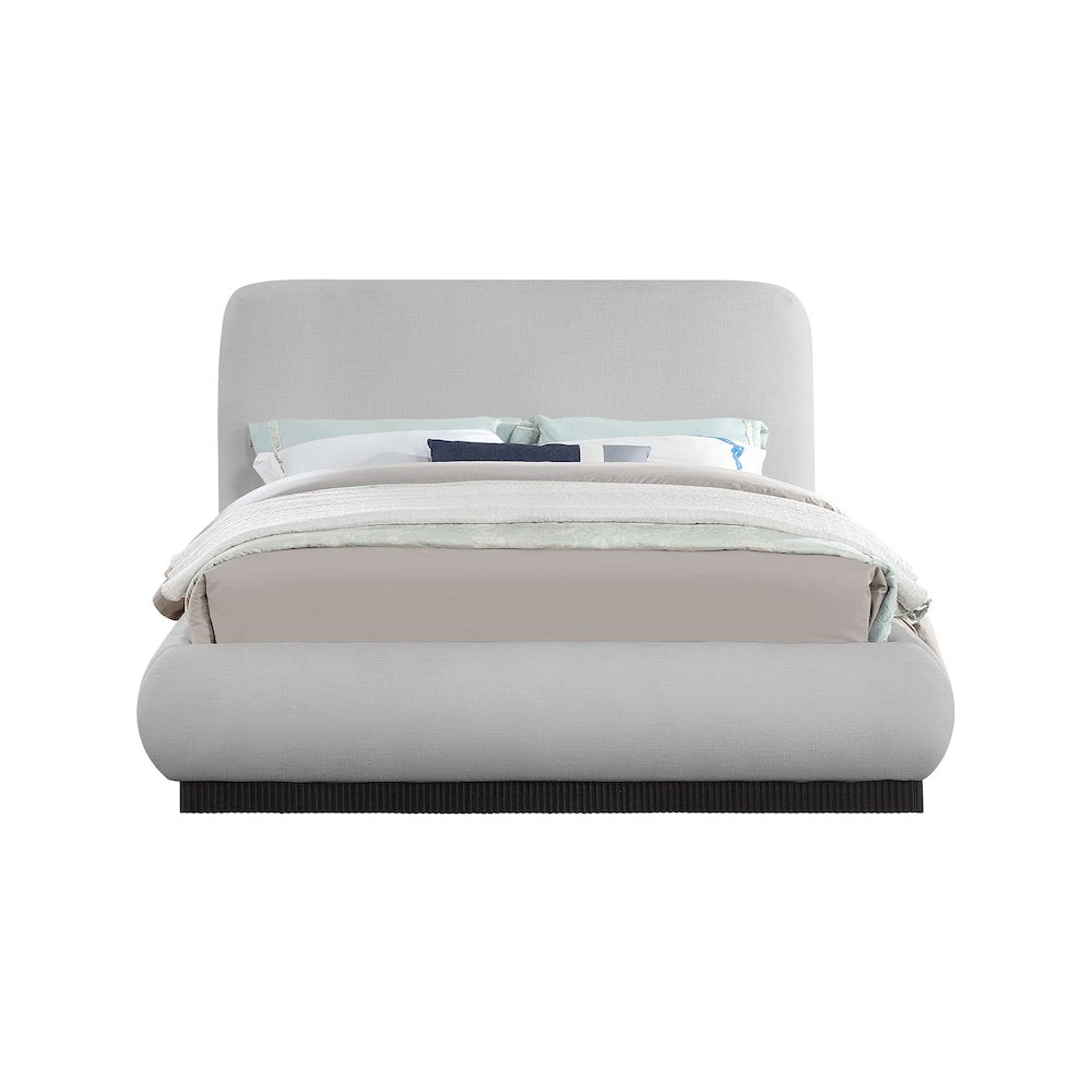 Rigby Grey Linen Textured Fabric Queen Bed