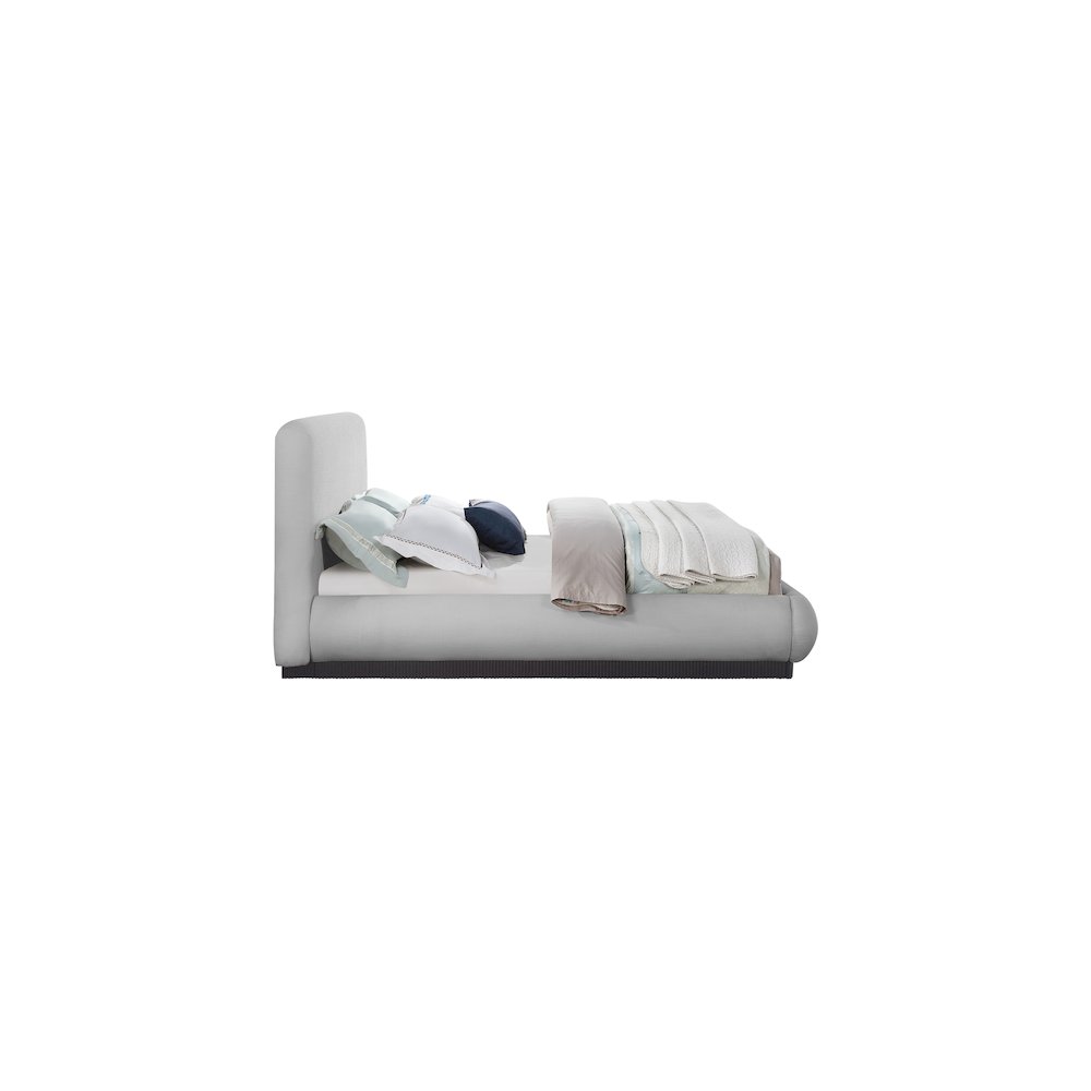 Rigby Grey Linen Textured Fabric Queen Bed