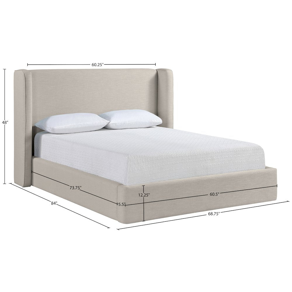 Kendall Beige Linen Textured Fabric Upholstered Full Bed