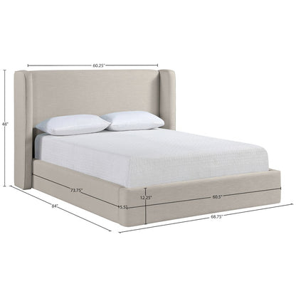 Kendall Beige Linen Textured Fabric Upholstered Full Bed