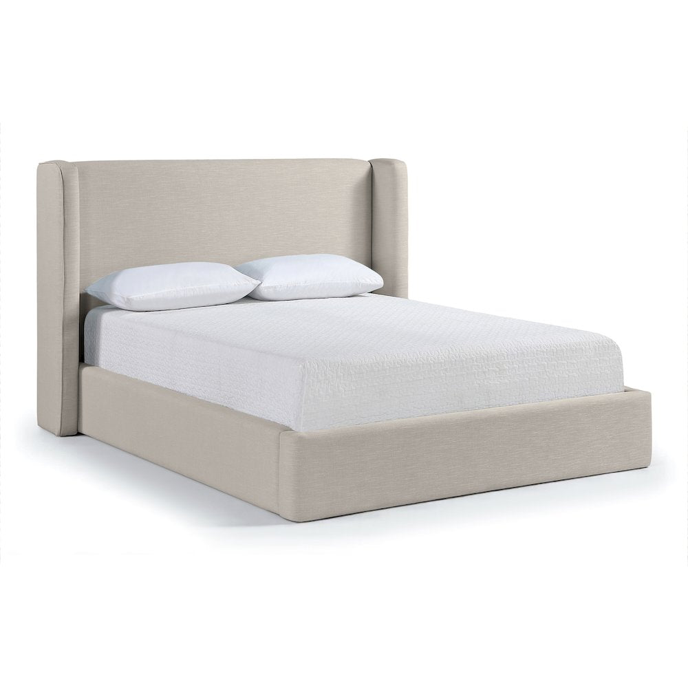 Kendall Beige Linen Textured Fabric Upholstered Full Bed