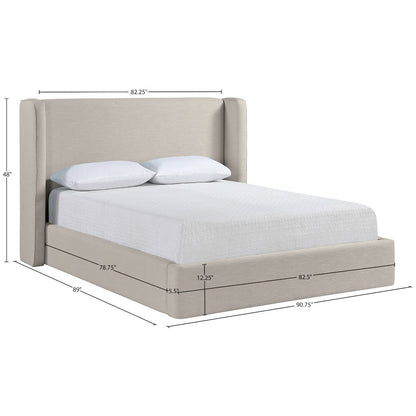 Kendall Beige Linen Textured Fabric Upholstered King Bed