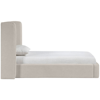 Kendall Beige Linen Textured Fabric Upholstered Twin Bed